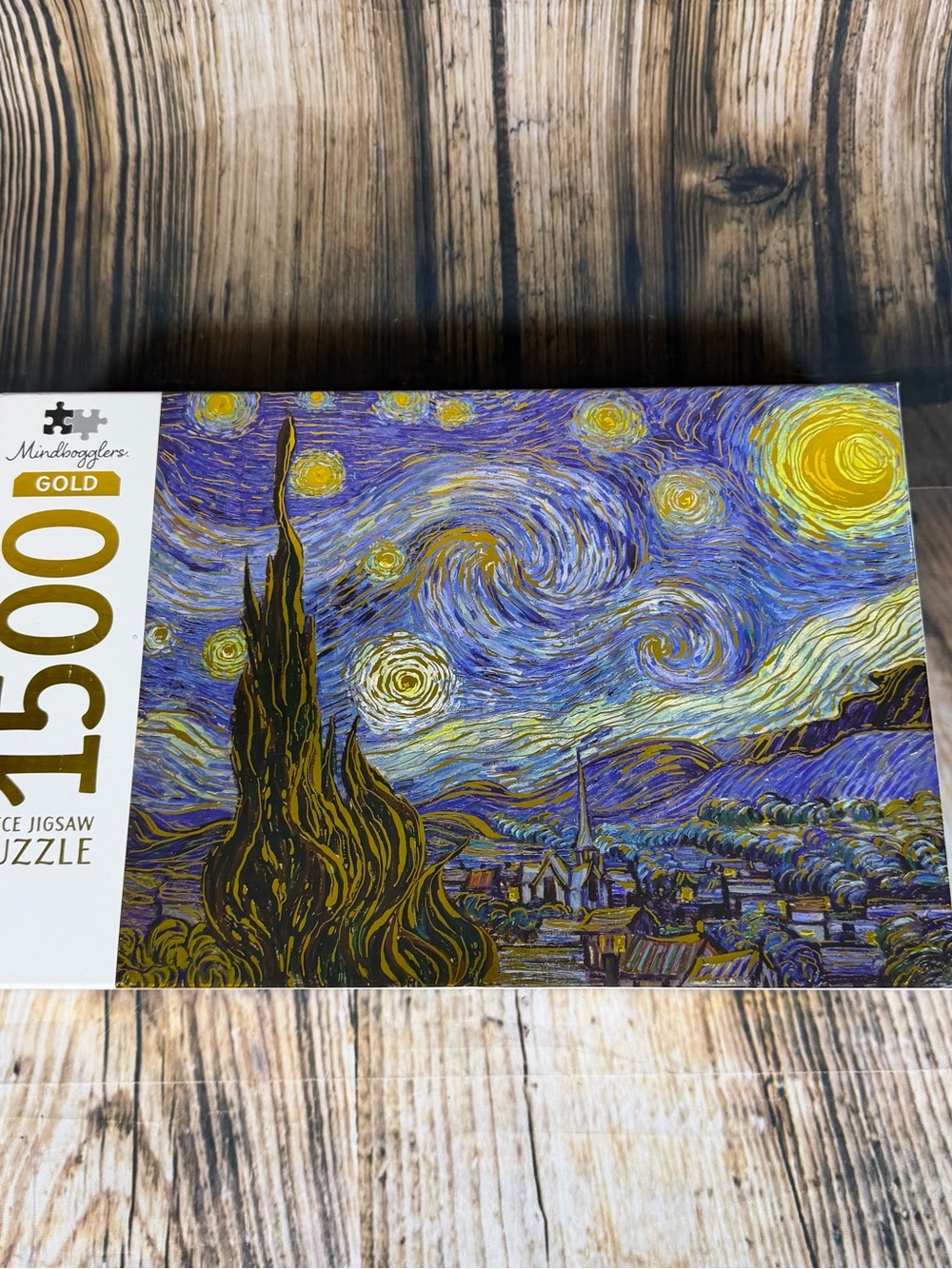 Mindbogglers Gold Starry Night Van Gogh 1500 Piece Jigsaw Puzzle 2021 Sealed